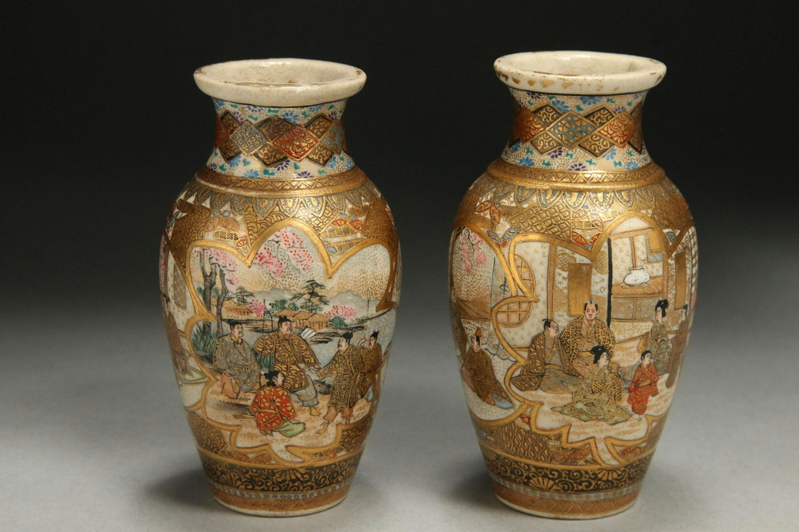 Japanese Satsuma Vases - Lot of 2 (1 of 6)