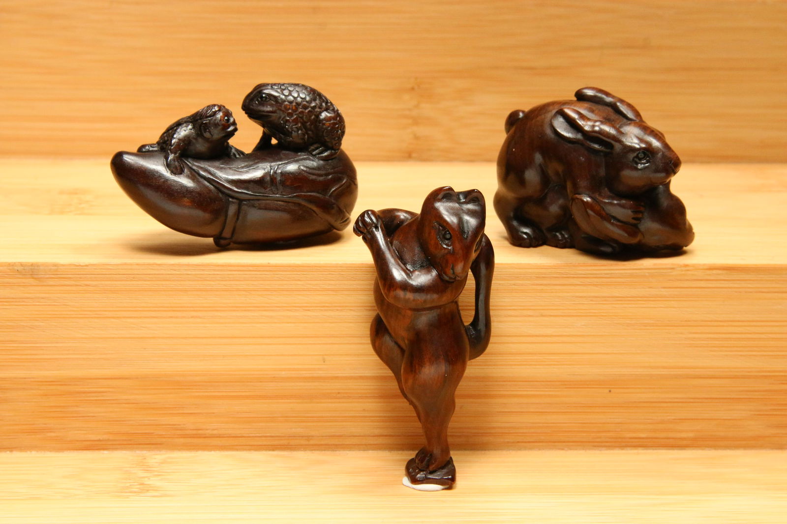 Japanese Wood Netsukes - Lot of 3 (1 of 4)