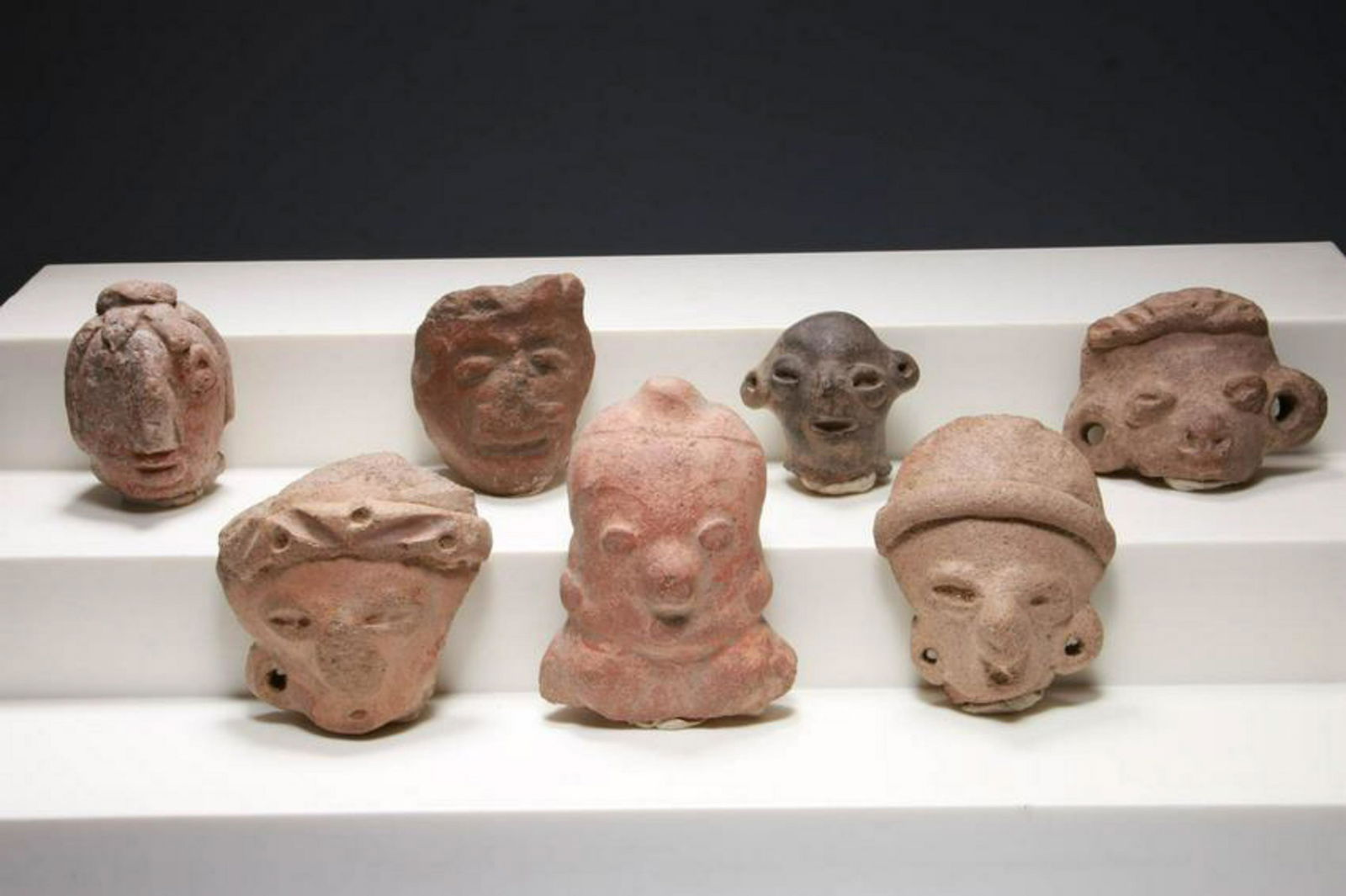 Pre-Columbian Head Fragments Lot of 7 (1 of 2)