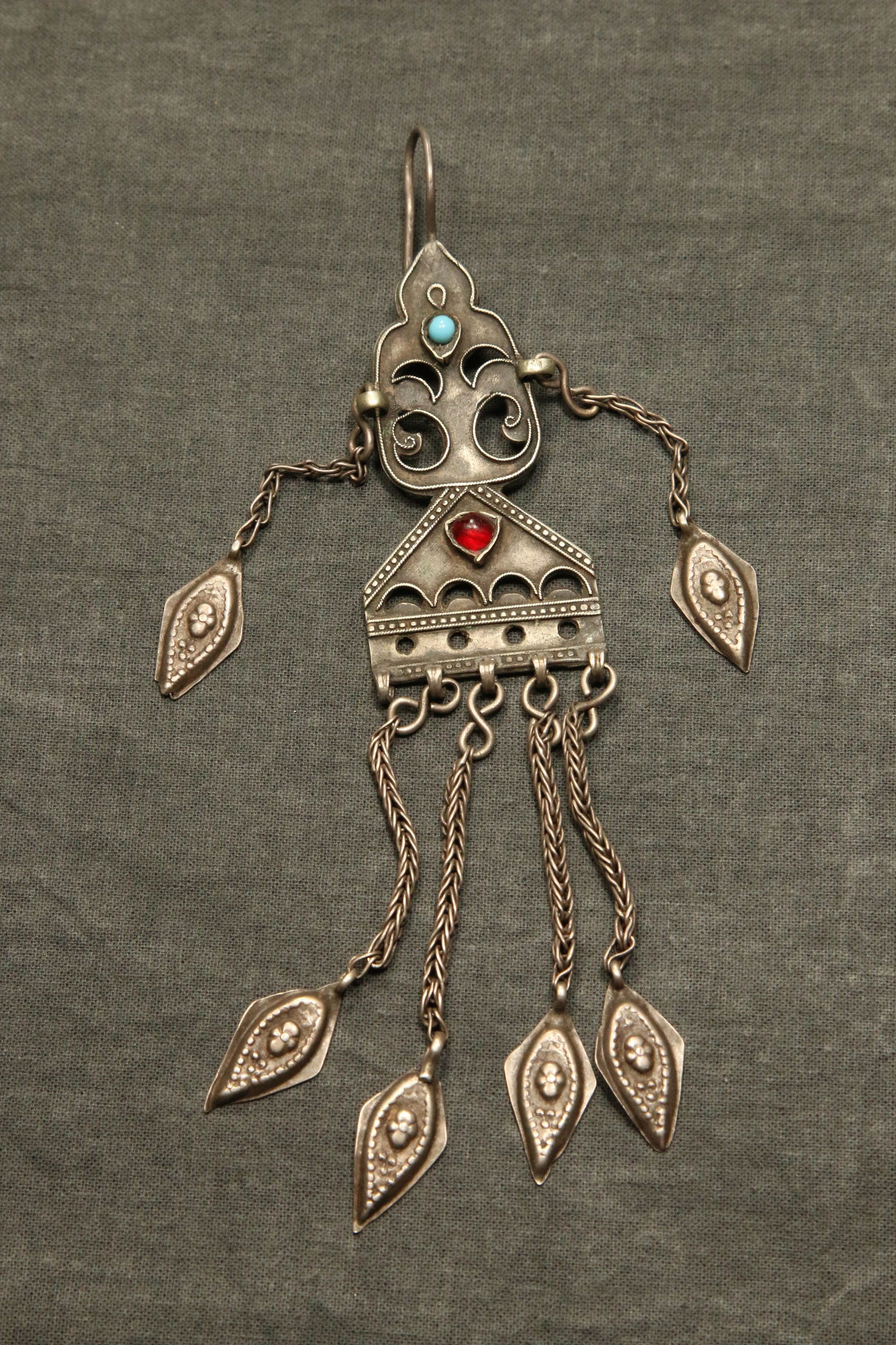 Vintage Indian Silver & Stone Pendant (1 of 4)