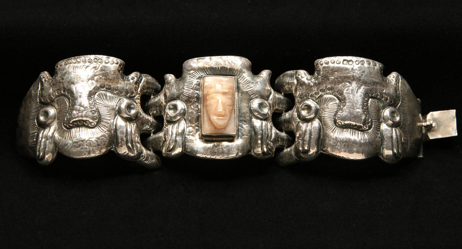 Sterling Silver Bracelet with Stone Face - Mexico (1 of 9)