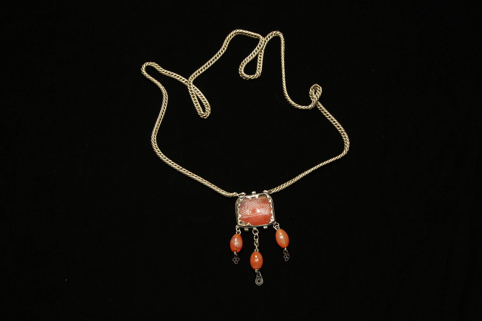 Vintage Silver Carnelian Pendant Necklace (1 of 3)