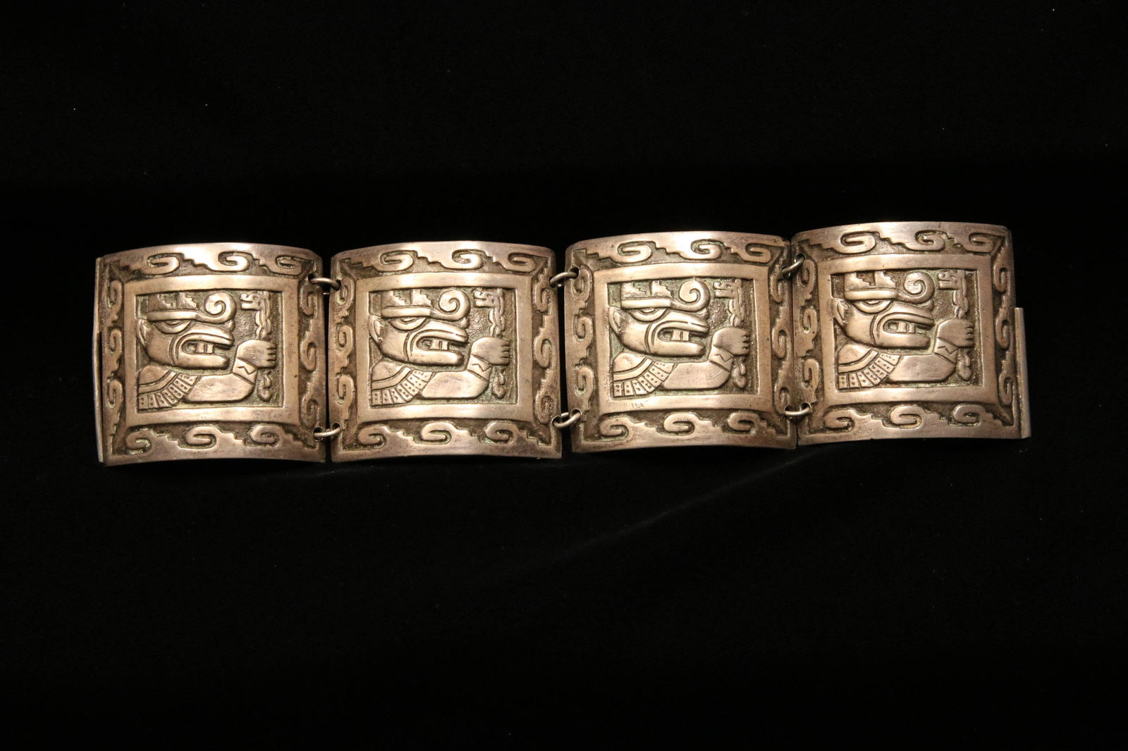 Vintage Silver Cuff Bracelet - Mayan Motifs (1 of 5)