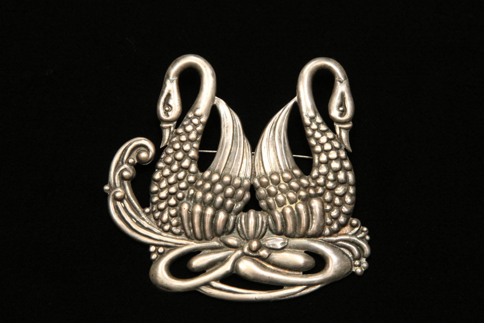 Vintage Sterling Double Swan Brooch - TAXCO Mexico (1 of 3)