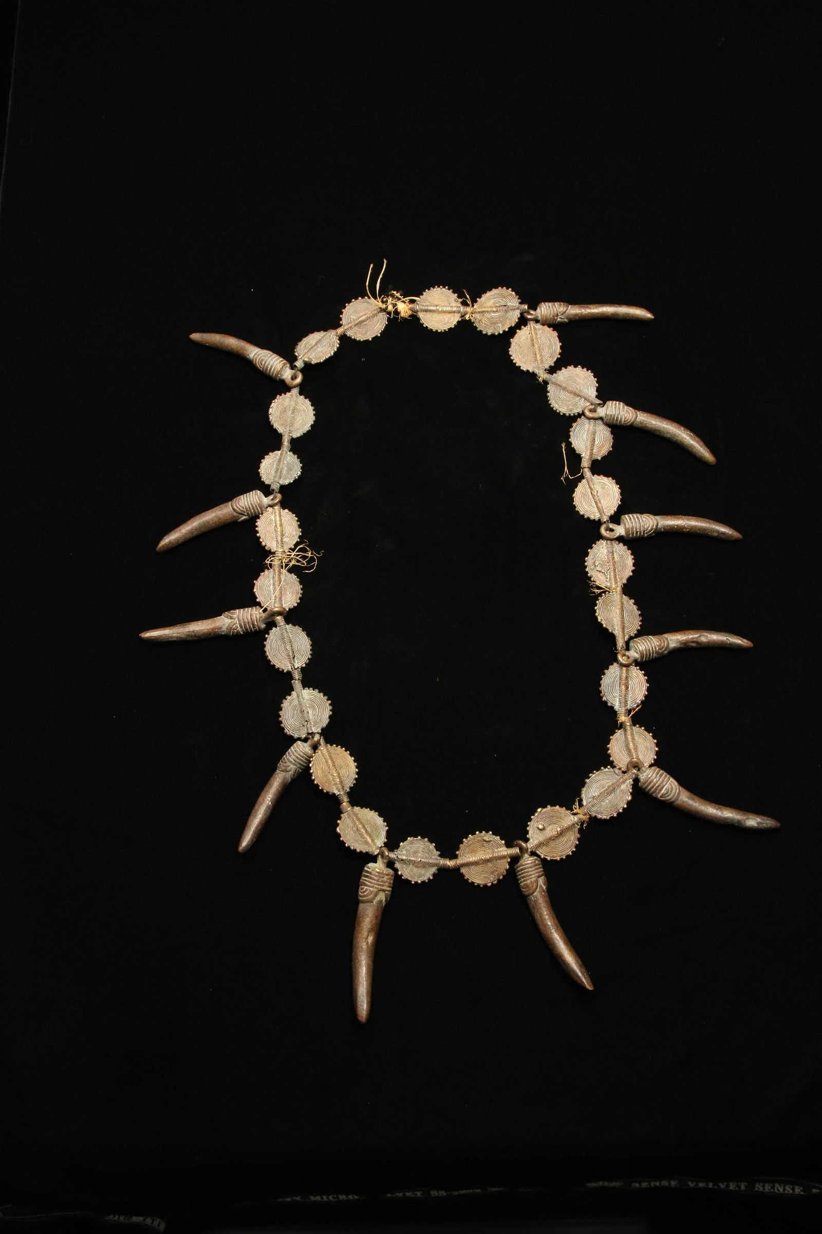 Vintage Baoule Tribal Necklace Metal Medalion with Bells (1 of 5)