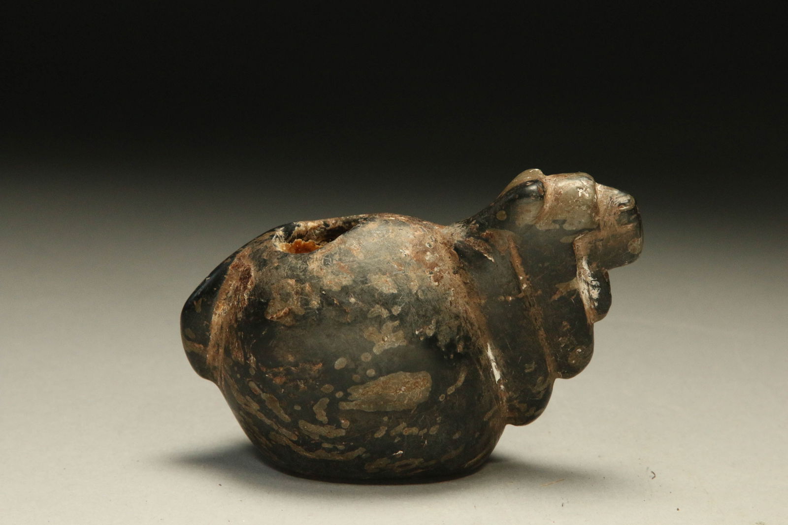 Pre-Columbian Speckled Brown Stone Llama Canopa, Inca. (1 of 5)