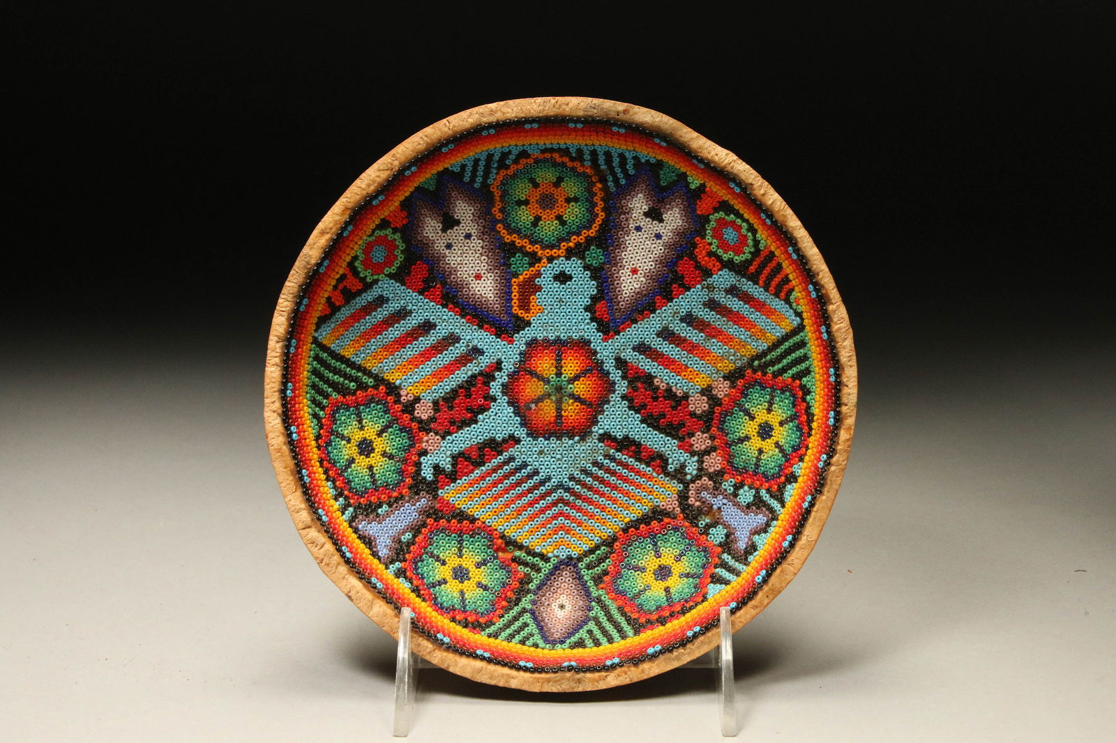 Old Huichol Beaded Gourd Bowl (1 of 3)