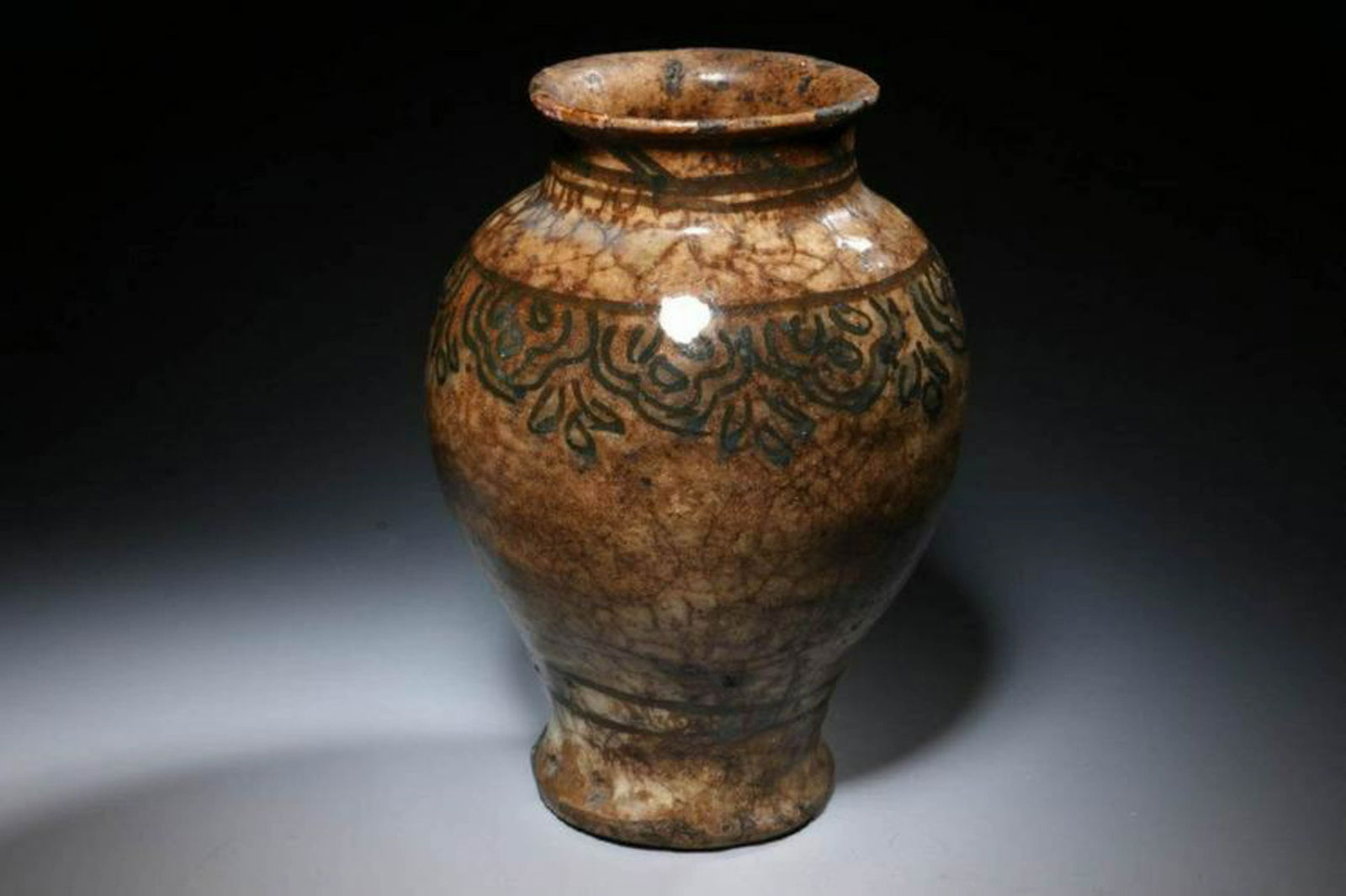 Ancient ceramic Persian Brown Glaze Vase (1 of 4)