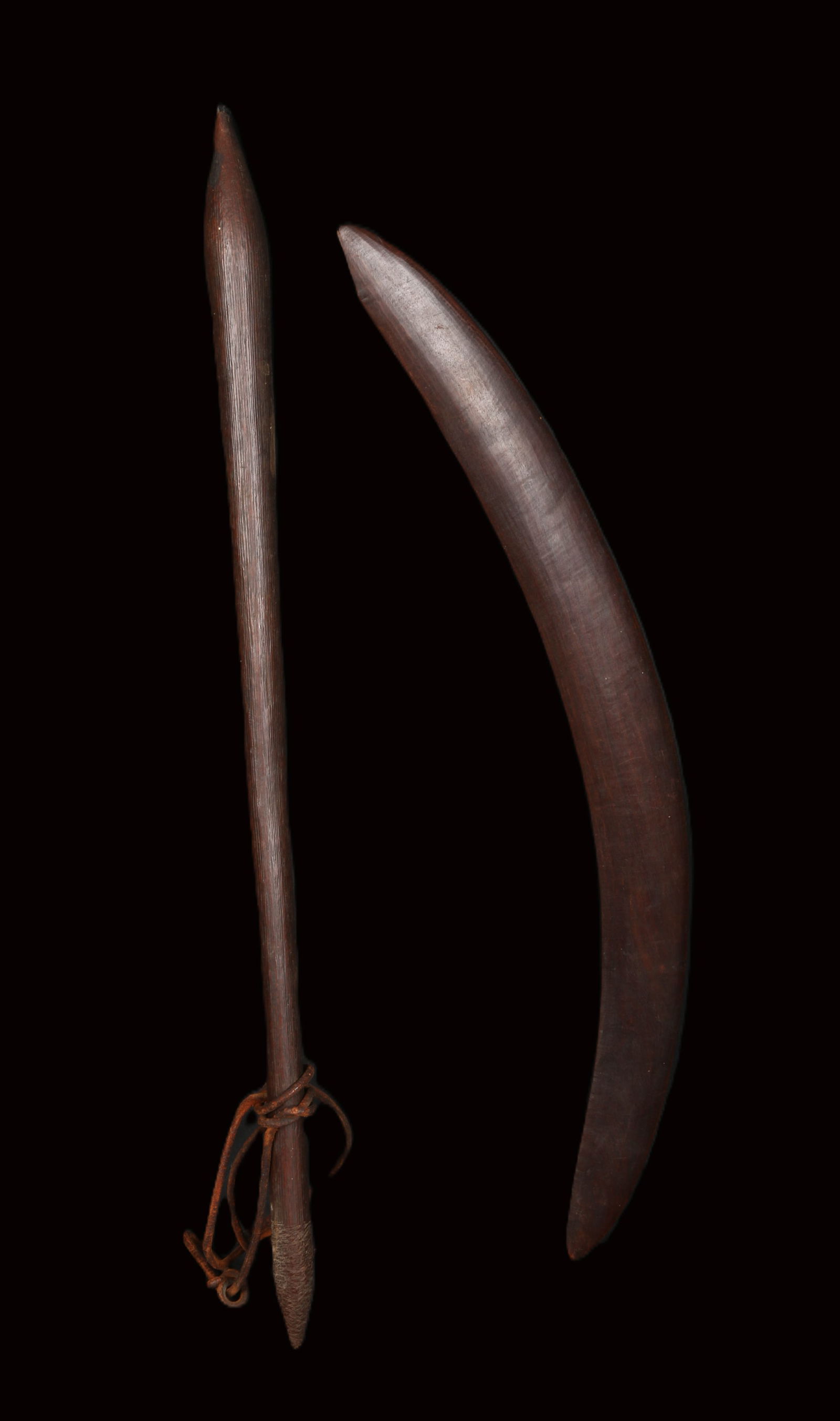 Aboriginal Wooden Boomerang and Throwing Stick (1 of 4)