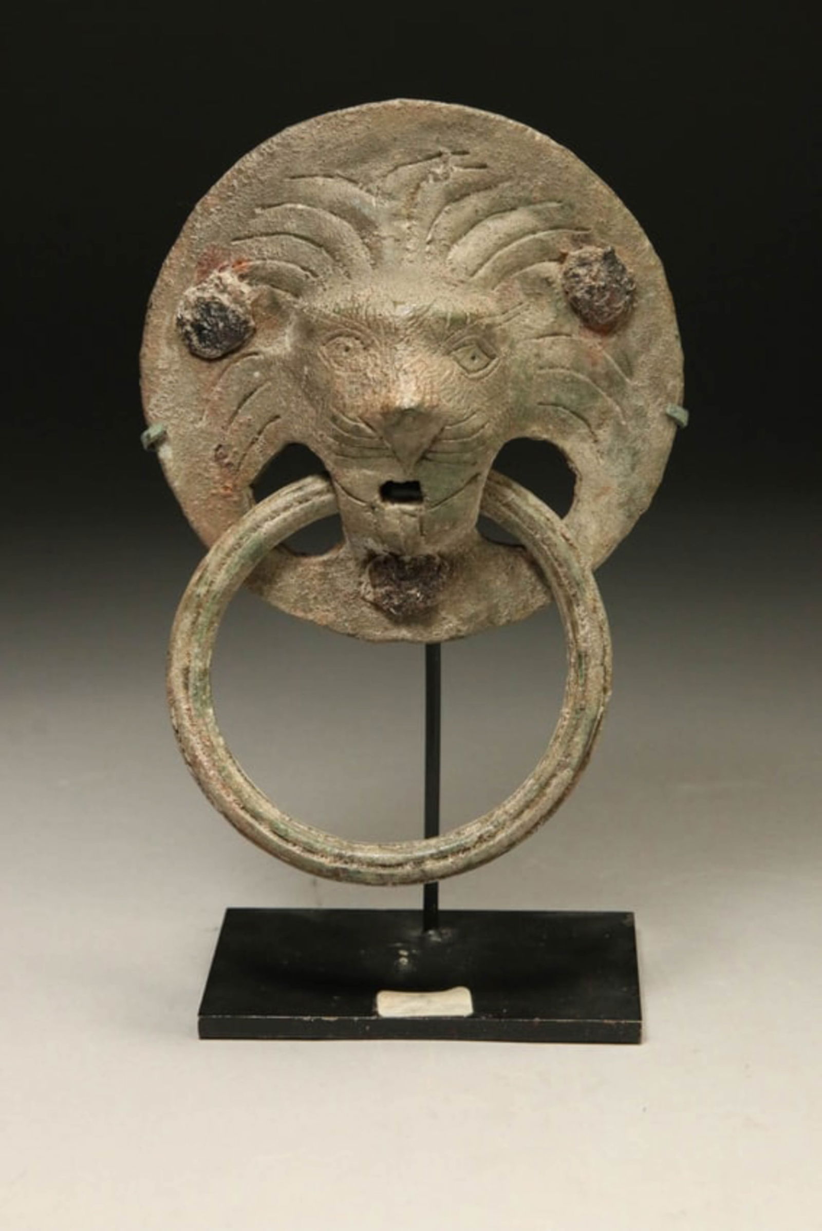 Ancient Roman Bronze Lion Head Handle (1 of 4)