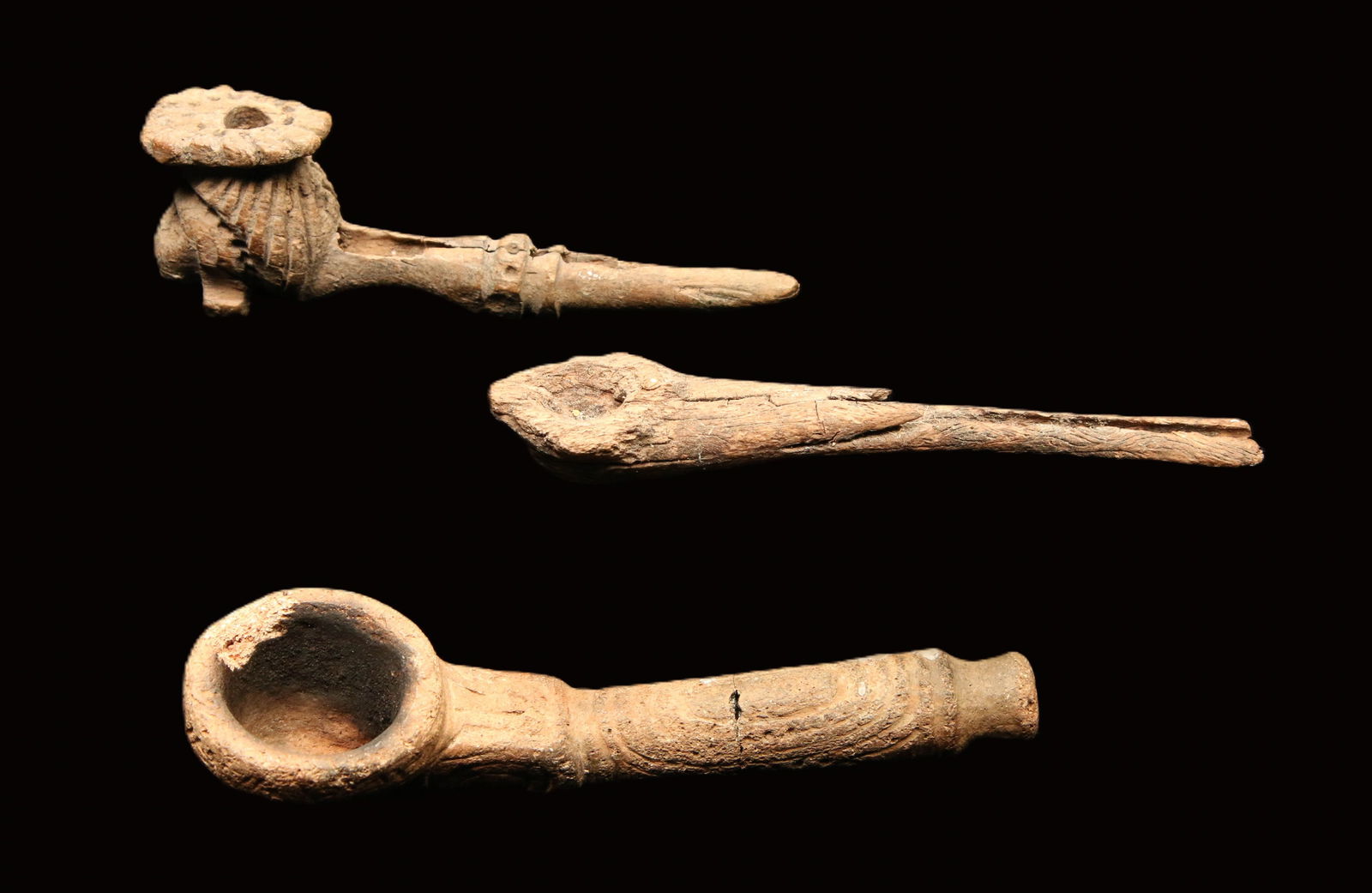 Pre-Columbian Taino Wood Pipes - Lot of 3 (1 of 5)