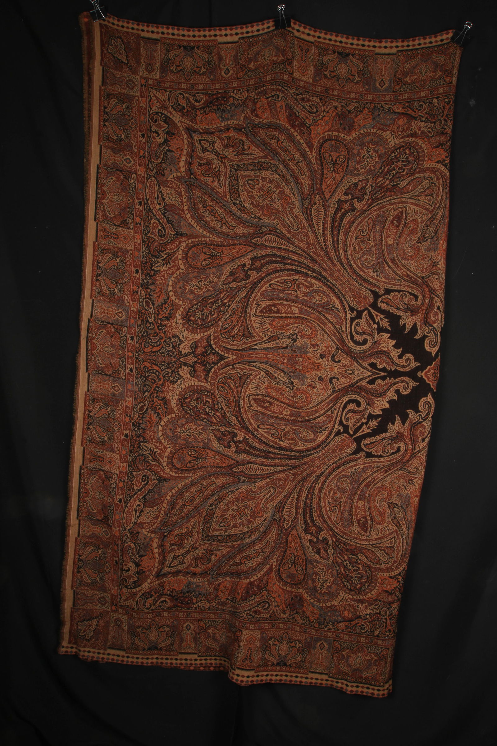 Wool Throw - India: A large wool throw with center motif. Please note the photos the throw folded in half. 92" x 83"