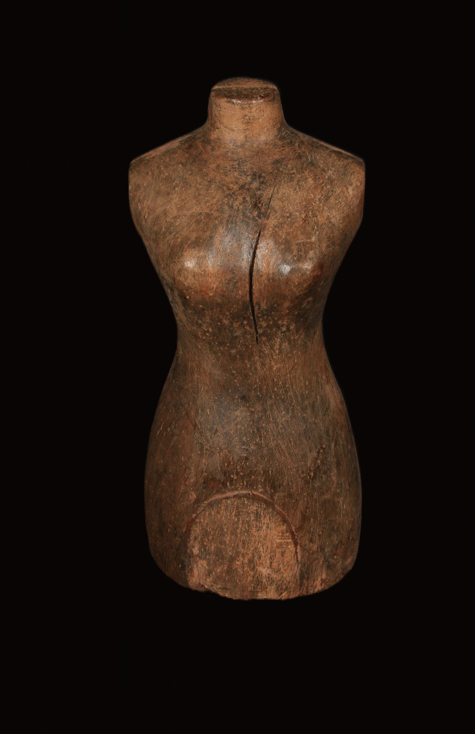 Paper Mache wood Mold: A wood paper mache mold of a female torso. 12" H.