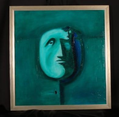 Painting - Attributed to Oleg Tselkov: An oil painting by Oleg Tselkov (1934 - 2021). Oleg Tselkov (1934–2021) was known for his psychological exploration of violence and humanity through distinctive, often distorted figures. His work fe