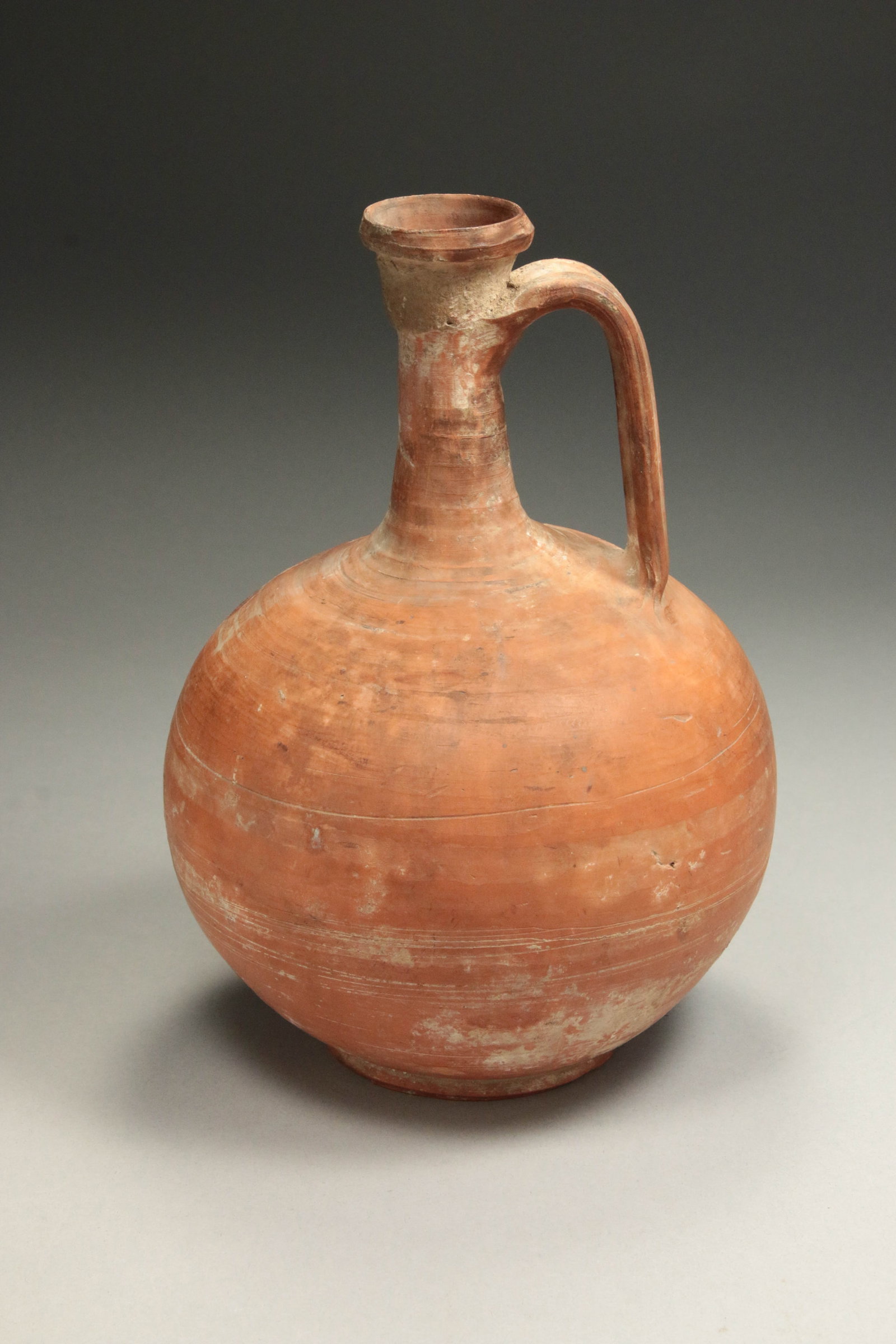 Ancient Marlik Pottery Jug featuring a spindle-spout neck, a spherical body, and a single vertical (1 of 5)
