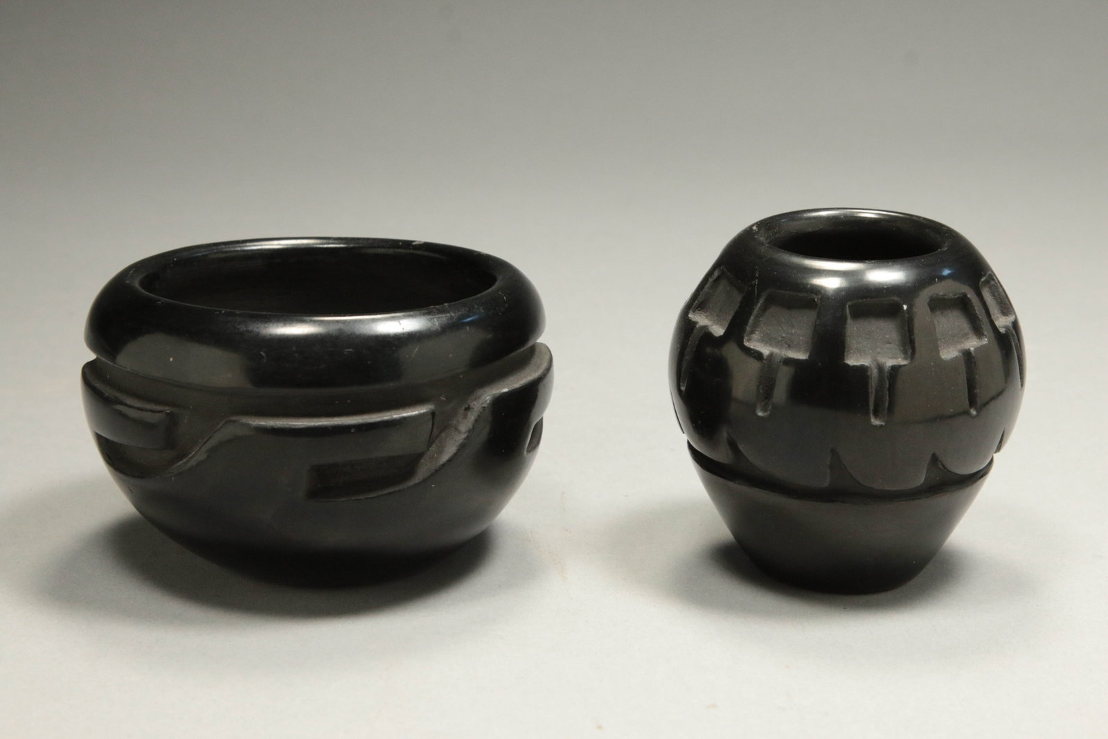 Native American Santa Clara Black ware Boals - Lot of Two (1 of 6)