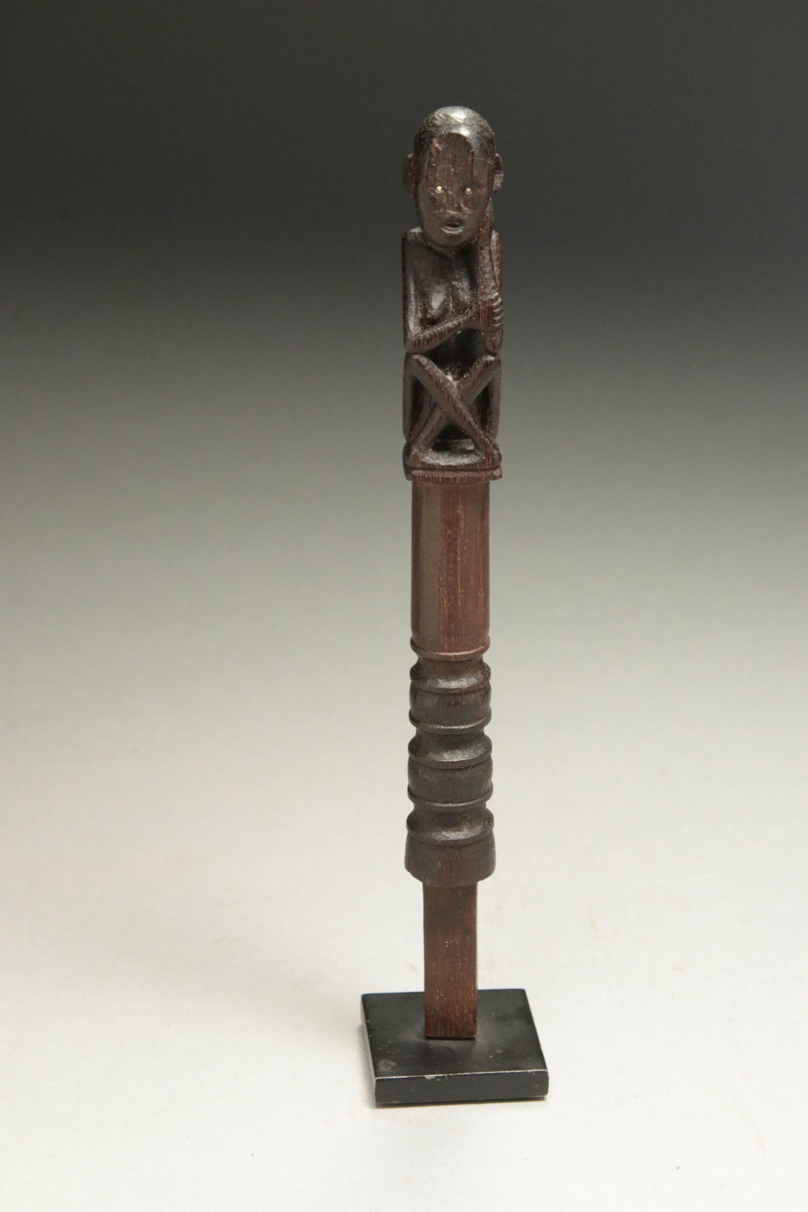 Tun Tun Iban Dayak, Borneo, Indonesia, early 20th century: Pig trap amulets, or Tun tuns, were thought to magically strengthen traps used in hunting. The stick would be pounded into the ground, and mark the height of traps for the release mechanisms. This is 
