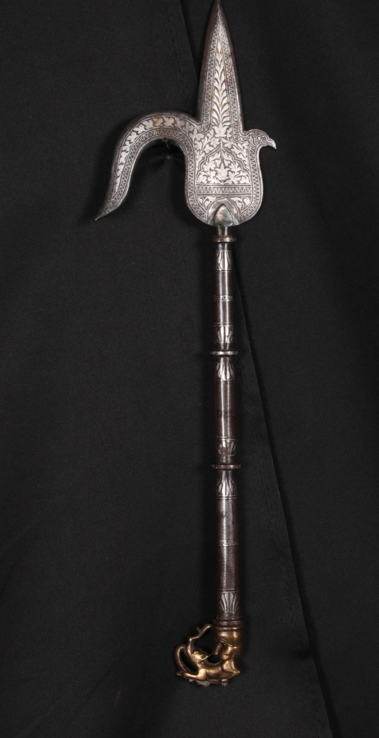 19th-Century Silver Inlay Ankus