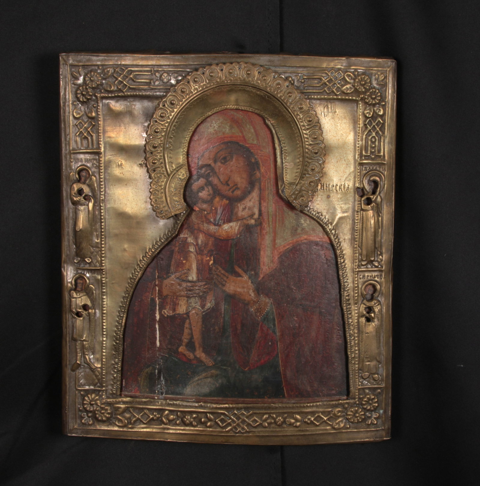 19th Century Russian Religious Icon with Metal Oklad (1 of 5)