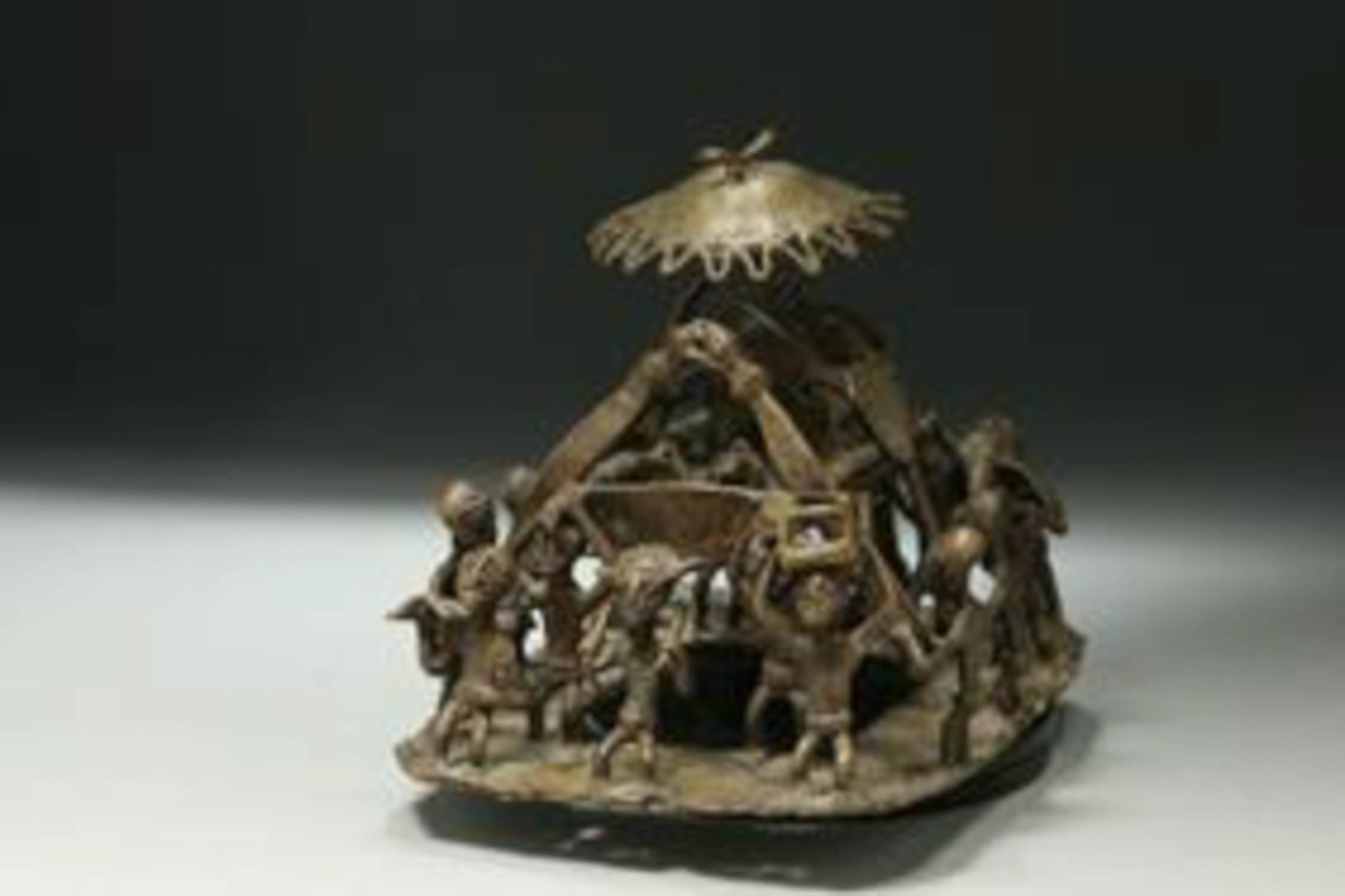African Art Ashanti Bronze: An Ashanti bronze procession assemblage, 6" x 5 "; 2 lbs. 10 oz