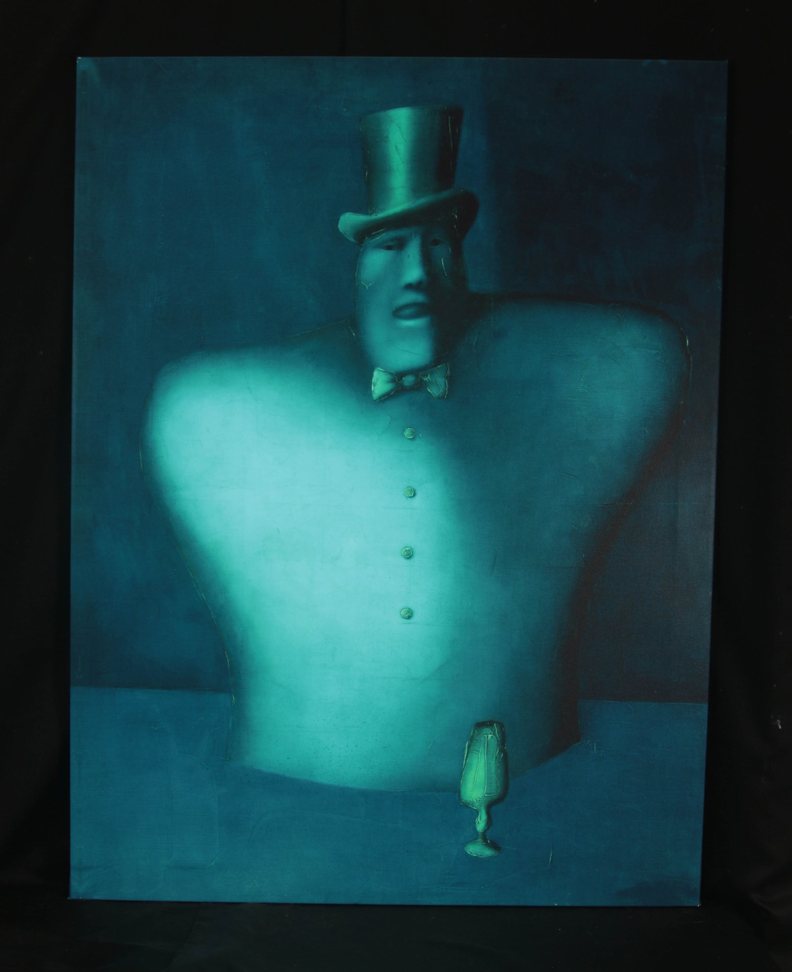 Mannequin Print - Oleg Tselkov: Print on canvas "Mannequin" (originally executed in 1988 as an oil on canvas) by the celebrated Soviet/French non-conformist avant-garde artist Oleg Tselkov (1934?2021). 38" x 50" Tselkov is highly ce