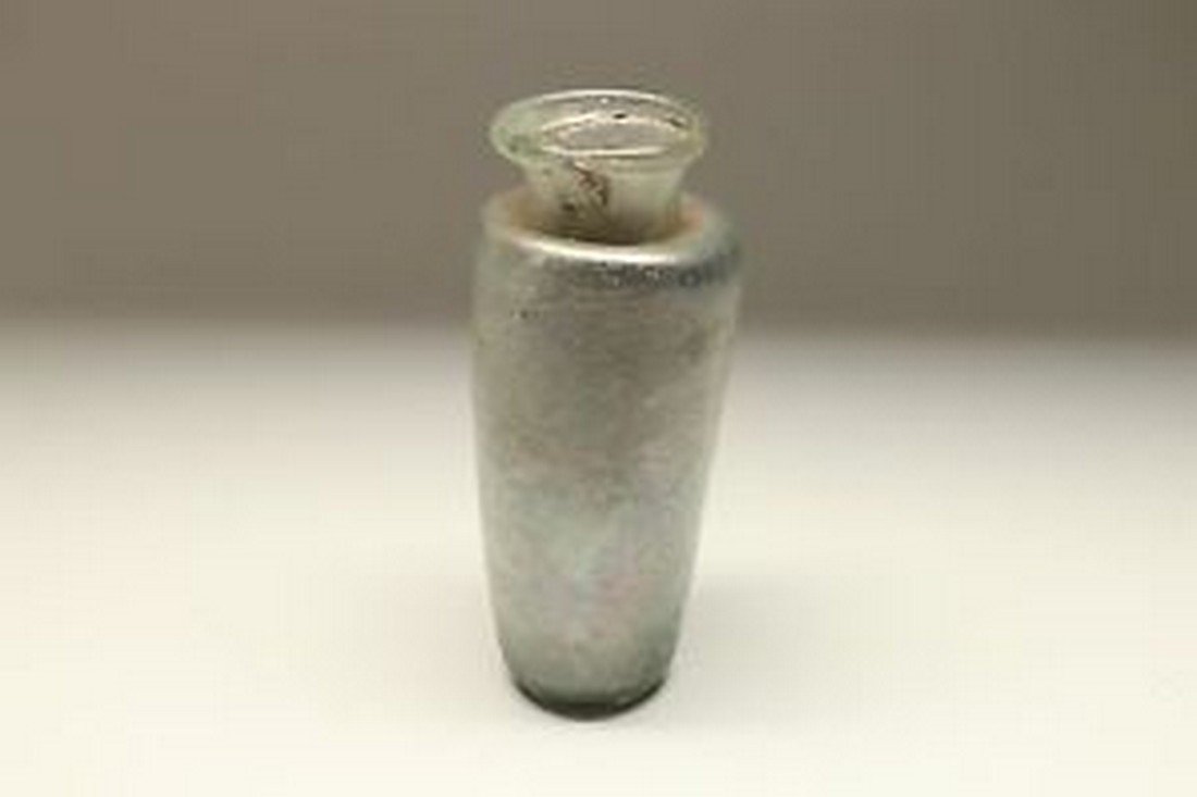 ROMAN BLUE-GREEN GLASS BOTTLE Circa. 3rd - 4th Century (1 of 4)