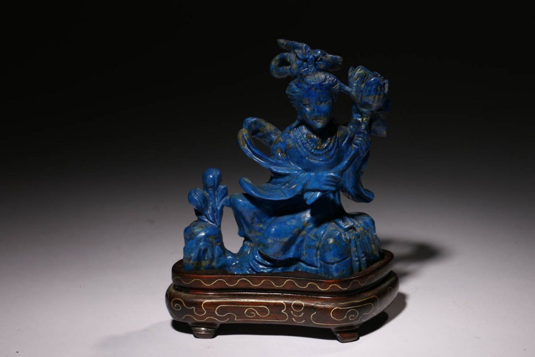 Chinese antique carved Lapis Lazuli Beauty. (1 of 7)
