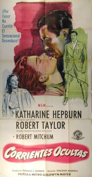 UNDERCURRENT ORIGINAL NOIR MOVIE POSTER: Quantity: 1. 41x81. Katharine Hepburn, Robert Mitchum. MGM. 1946. Noir. Spanish.