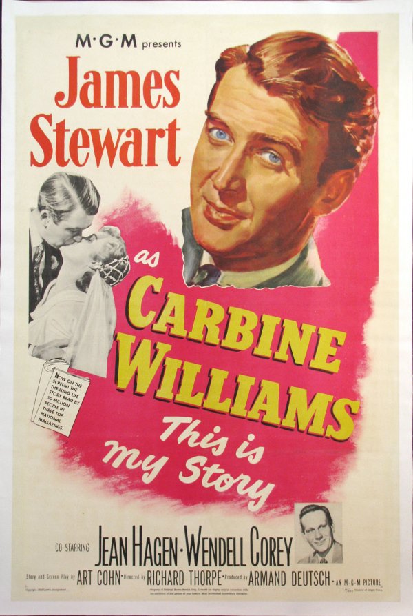 Carbine Williams: Great portrait of James Stewart Overlooked hollywood classic. True story of David Marshall Williams who invents the M1 Carbine from Prison. James Stewart is amazing. Quantity1Size27x41Year<