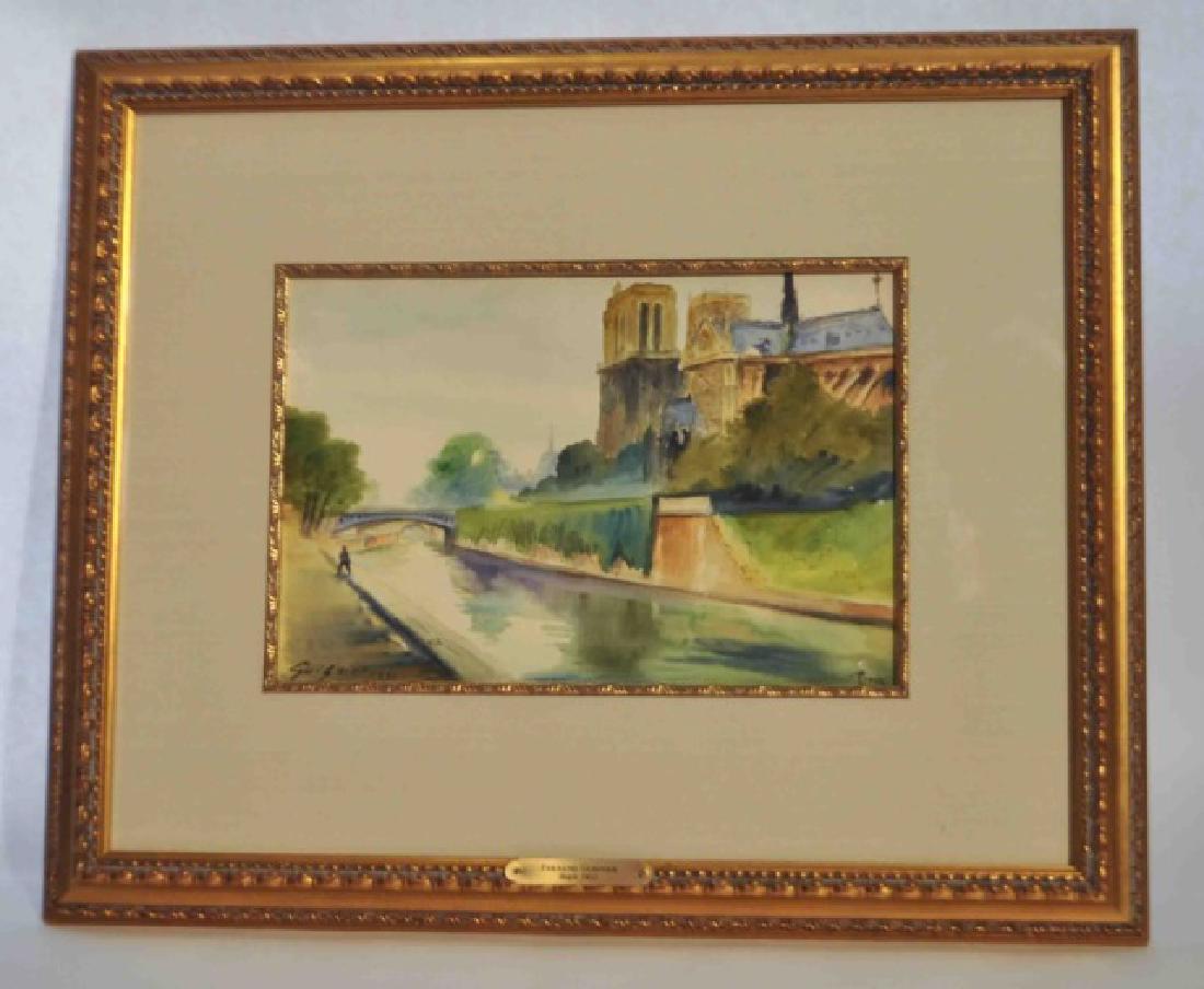Fernand Guignier Signed Original Watercolor Paris: This is a wonderful signed watercolor by listed French painter Fernand Guignier, (b. 1902-1975). The works of Guignier have been exhibited in nearly every major gallery in Paris since 1926. This works