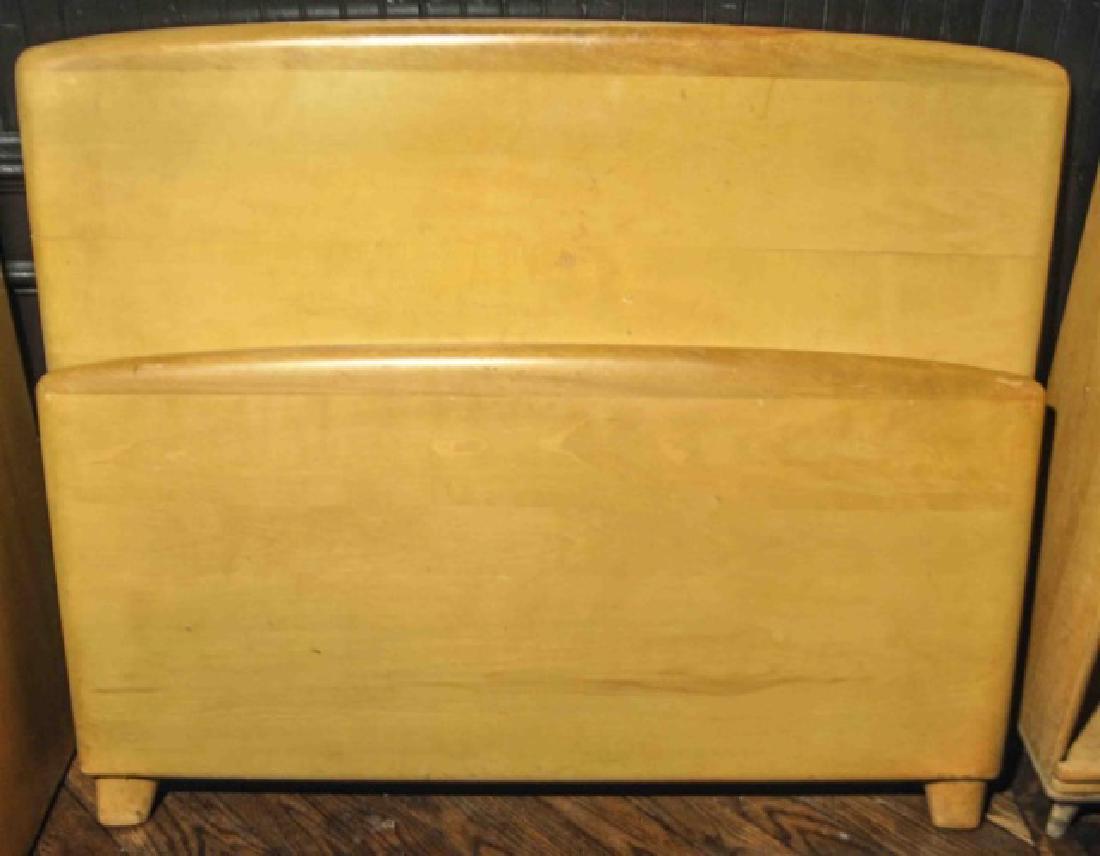 Mid Century Modern Heywood Wakefield Twin Bed: Heywood Wakefield 1950's Twin Bed Frame, Headboard and footboard with side rails. Campagne Finish. In very good condition for age.Headboard 35"h x 42"w Footboard 22-1/2"h x 42"w (One of two twin heywo