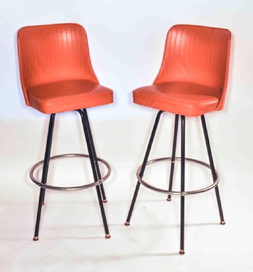 MidCentury Retro Orange Atlas Swivel Bar Stools