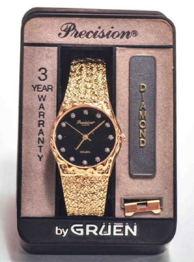 Ladies Gruen Diamond Watch With Gold Nugget Band