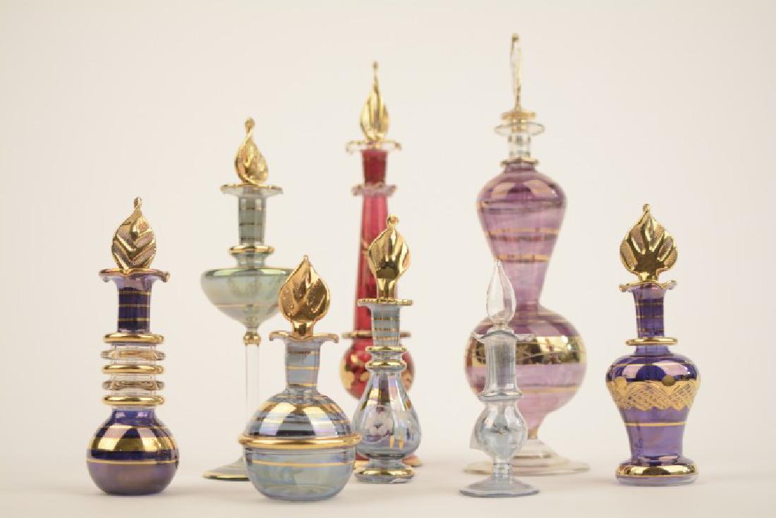 8 Egyptian Colored Glass Perfume Bottles (1 of 10)