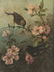 Antique Oil Painting of Bird on Flowering Branch - 2