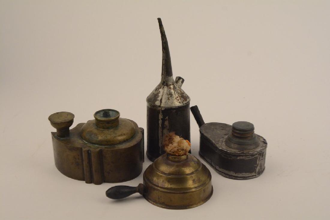 Lot of Rare Very Early Tin & Brass Mini Oil Lamps (1 of 8)