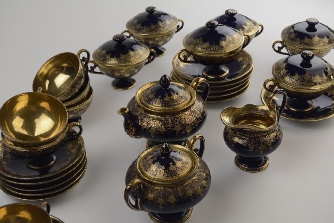 Elegant Handpainted Navy w/Gold Gilt Dessert Set 6 (1 of 11)