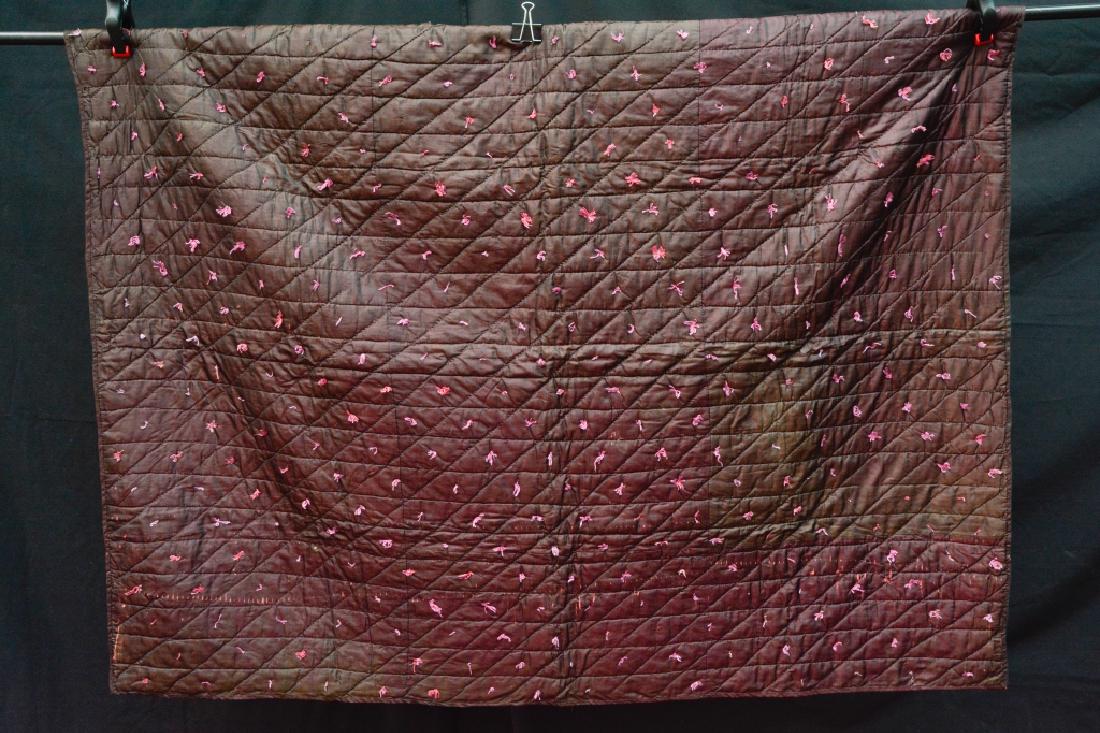 Handmade Burgundy Quilt w/ Pink Ties (1 of 4)