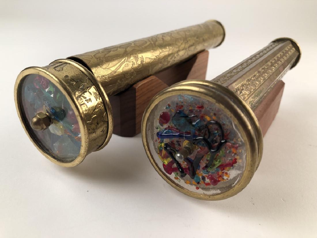 Lot of 2 Vintage Brass Kaleidoscopes w/ Stands. (1 of 7)