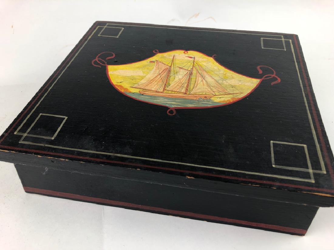 Handpainted Antiq. Folk Art  Wooden Desk Box wShip (1 of 19)