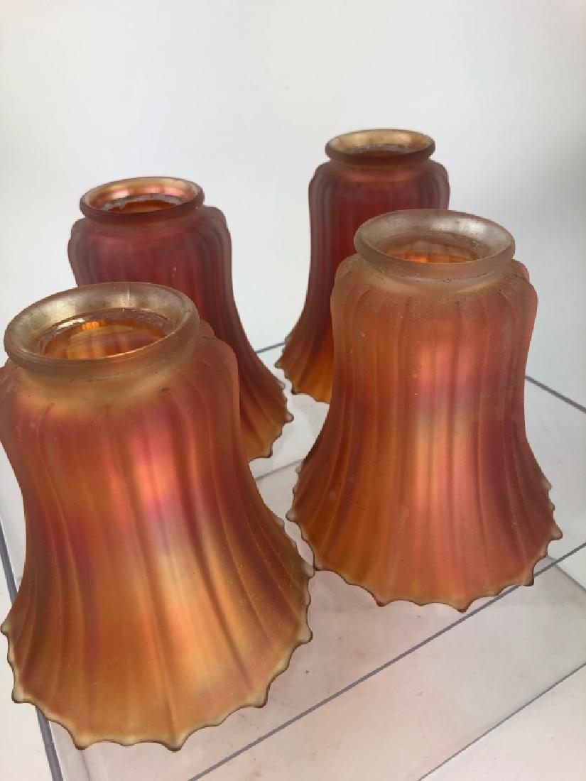 4 Vint. Marigold Colored Carnival Art Glass Shades (1 of 10)