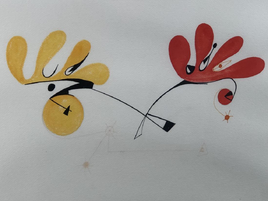 Modernist Abstract Mixed Media Signed Sacha Kolin: French American Modernist Sacha Kolin, (1911-1981),Original Abstract Signed Mixed Media 1973, "Flowers in Flight. Label on back, appears to have been Exhibited Artwork. From the Private Collection of