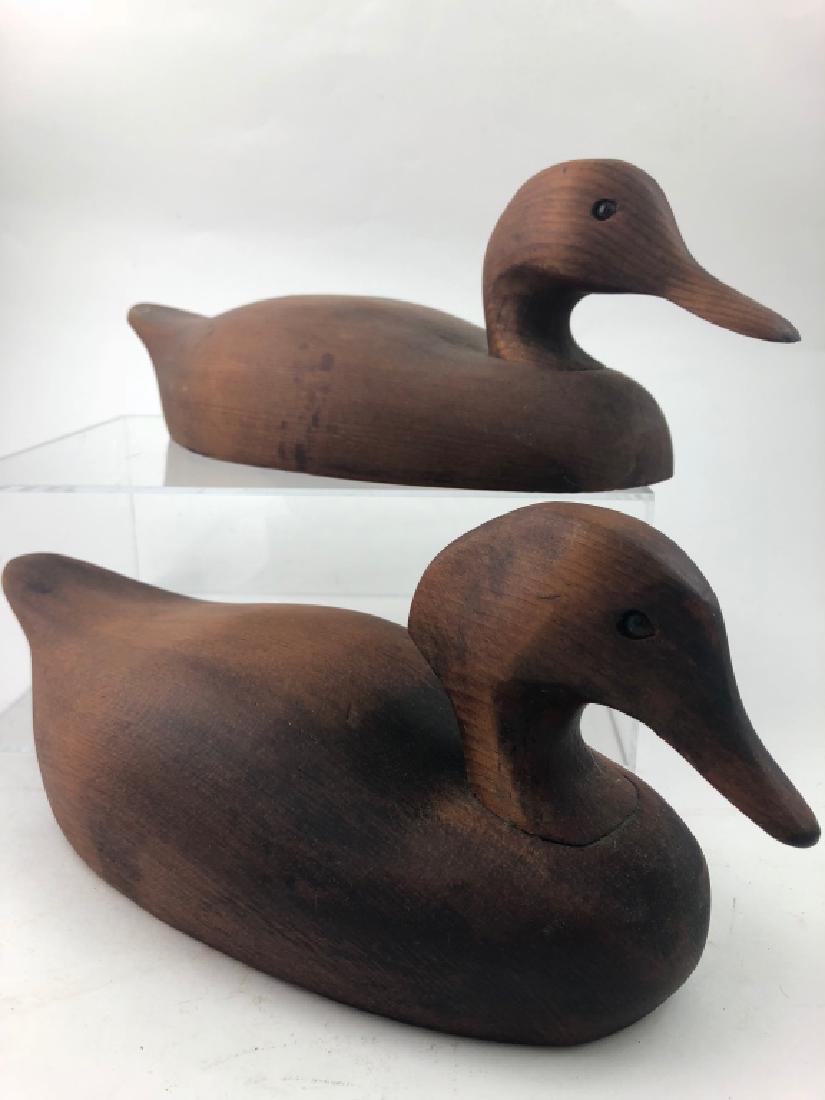 Pr. Smooth Carved Folk Art Wooden Duck Decoys (1 of 16)