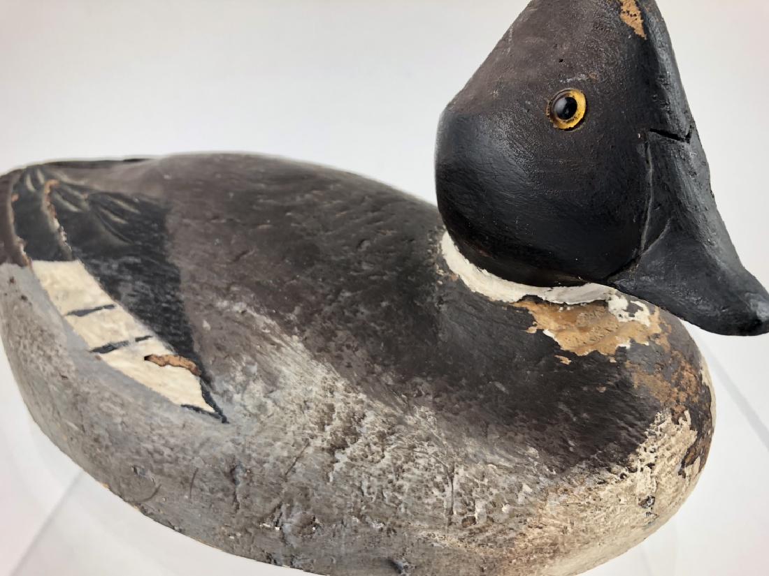 Antique Hand Carved Duck Decoy / Bl,Wh,Grey
