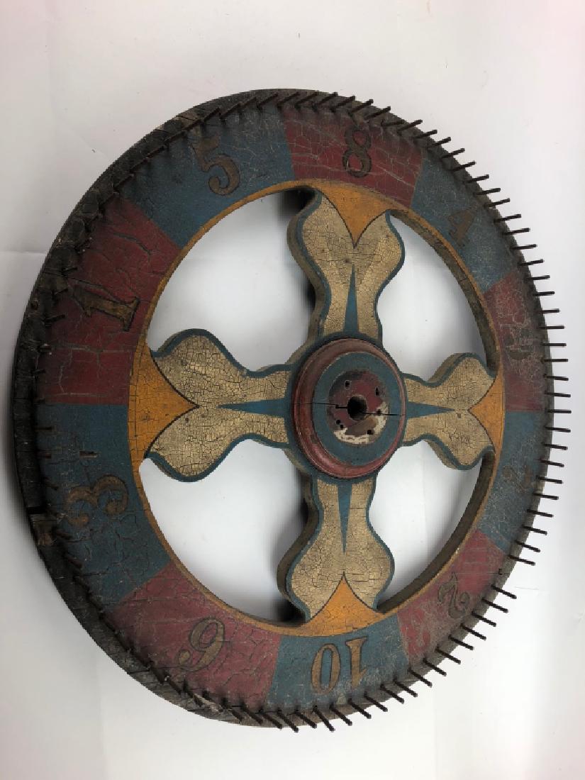 Rare Vintage Folk Art Wooden Carnival Game Wheel (1 of 10)