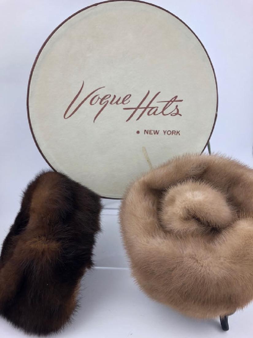 2 Vintage Original Mink Fur Pillbox Hats in Box (1 of 8)