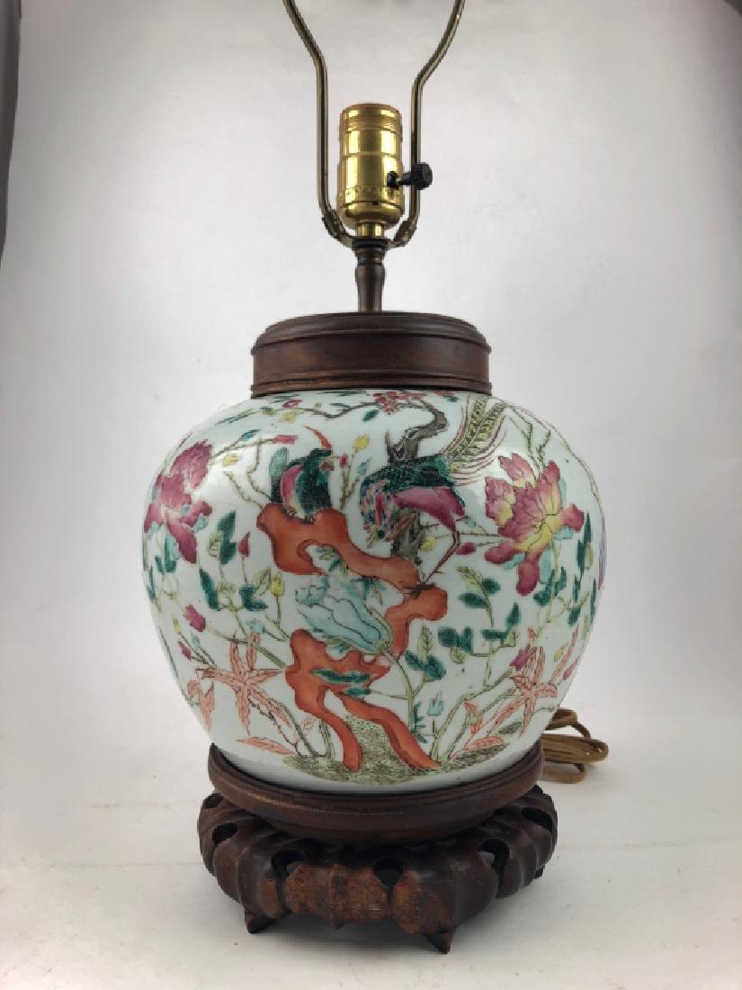 Vintage Asian Floral Porcelain Table Lamp (1 of 16)