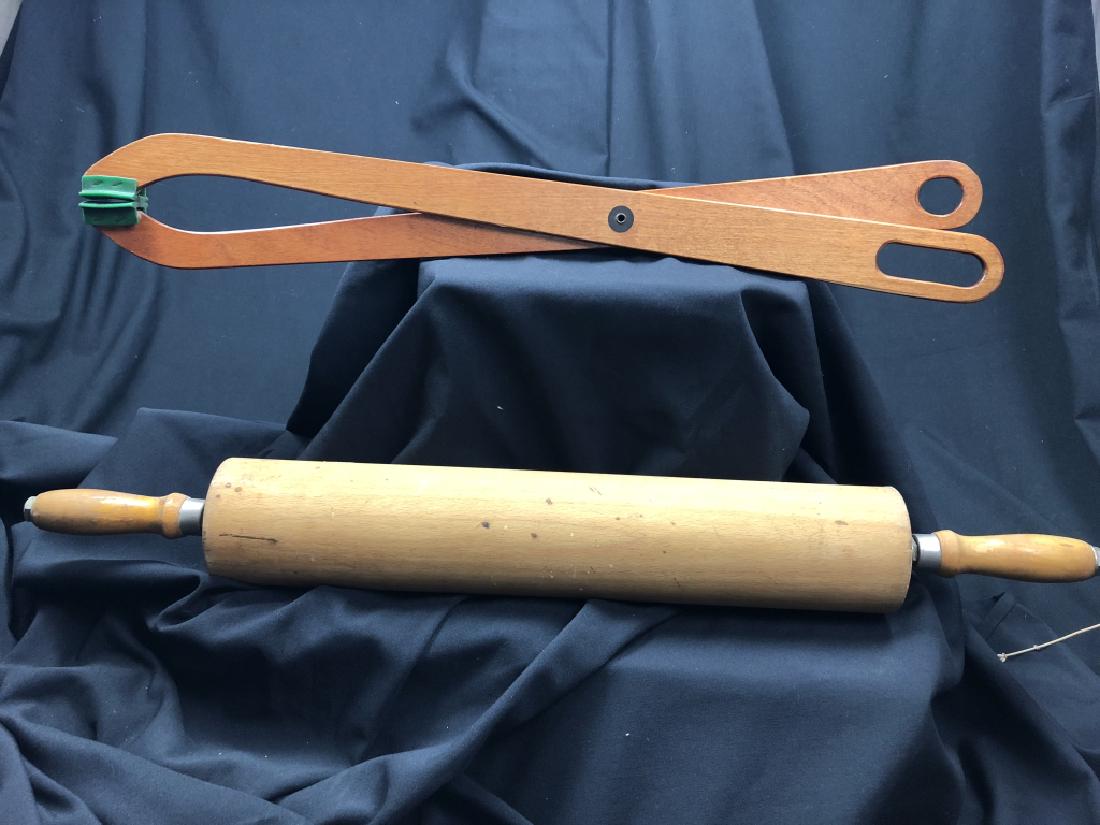 Huge Vintage Rolling Pin & Wooden Tongs (1 of 13)