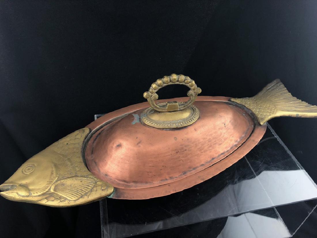 Rare Vintage Brass & Copper Fish Platter w/Lid (1 of 16)