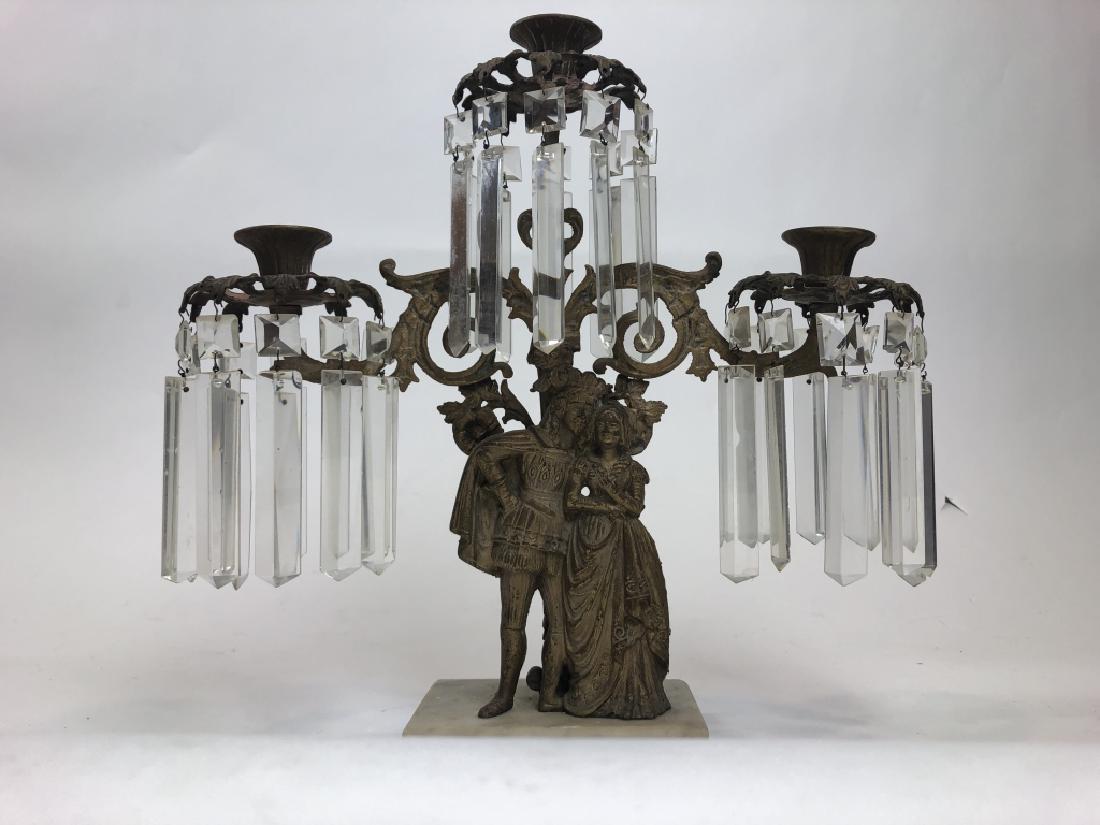19th C. Victorian Bronze Marble Crystal Candelabra (1 of 10)